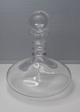 Baccarat Blown Glass Spiral Ring Neck Ship's DECANTER with Moon Stopper France